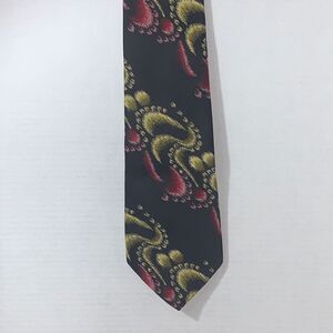 Botany 500 Mens Geometric Wave Print‎ Neck Tie Black Pink Green Pattern Necktie